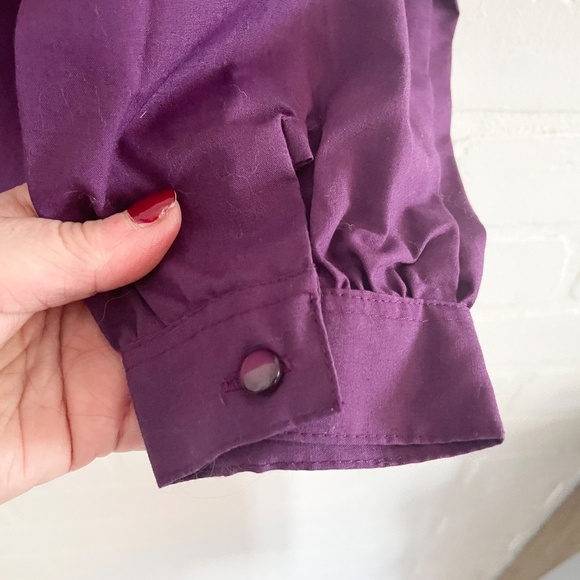 Vintage 80s Blouse Ruffled High Neck Pleated front Goth Victorian Feminine Sz 10 - Picture 5 of 9